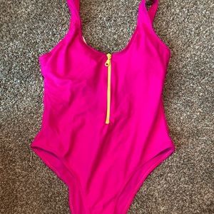 Hot pink zip up one piece